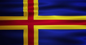 Animated waving national Aland flag. Animation, motion graphics. Useful for social media, videos, websites, interfaces. Happy National Day.
