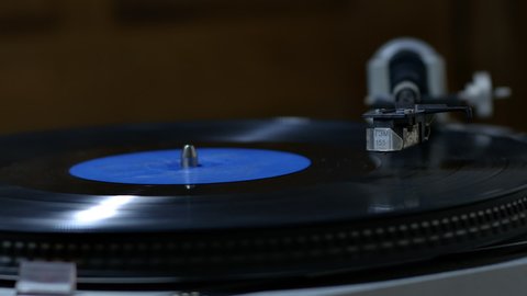 Turntable, record-player of vinyl discs close-up