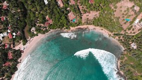 Hiriketiya tropical beach in Sri Lanka aerial footage