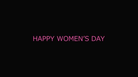 8 March. Happy womens day banner with blue leaf and pink flowers, 4k video animated. Shape animation.