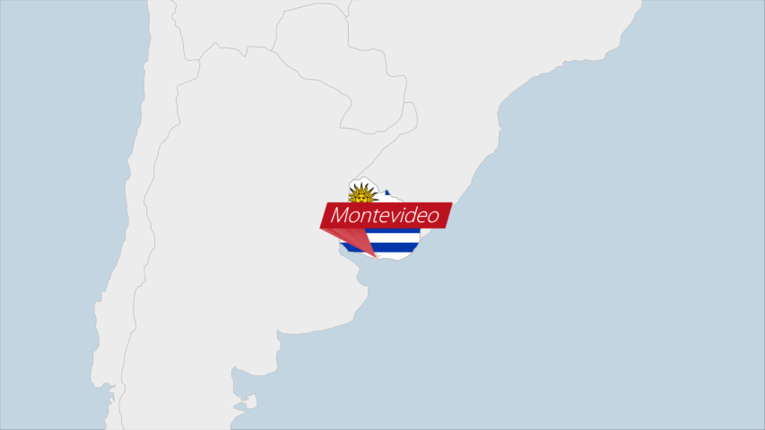 Уругвай столица на карте. Монтевидео на карте. Уругвай на карте с флагом. Уругвай на карте.