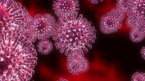Chinese coronavirus influenza and pneumonia cells novel disease. Corona virus 2019-ncov causing epidemic worldwide with risk of sickness and death - 3d animation