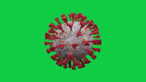 Coronavirus (COVID-19) medical animation. Realistic animation of virus on greenscreen on 4K