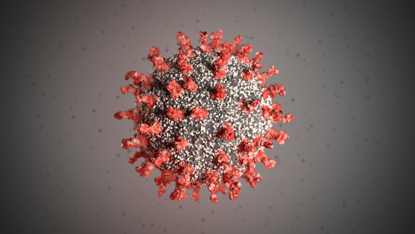 Realistic 3D image of the severe acute respiratory syndrome coronavirus 2 (SARS-CoV-2). Seamless loop 3D render. Royalty-Free Stock Footage #1047627850