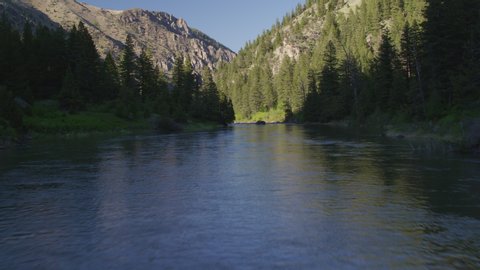 The Madison river flows into Bear Trap Canyon in the Madison Valley, near Ennis, Montana