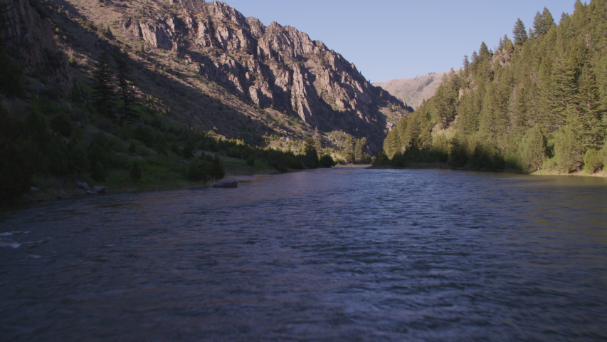The Madison river flows into Bear Trap Canyon in the Madison Valley, near Ennis, Montana