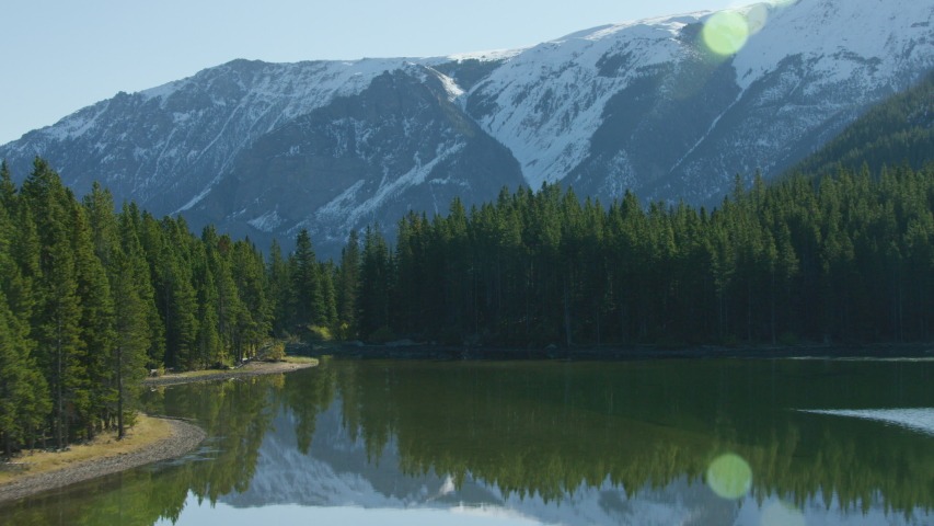 Island Lake, settled in a steep valley in the Beartooth mountain Range, in southwestern Montana
