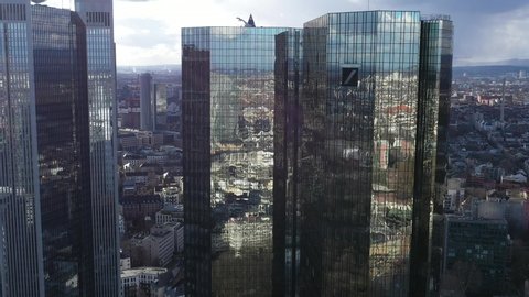 
Frankfurt am Main aerial view. German bank from the heart of Frankfurt. 03.03.2020 Frankfurt am Main Germany.