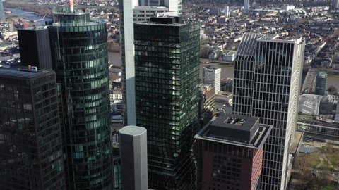 
Frankfurt am Main aerial view. German bank from the heart of Frankfurt. 03.03.2020 Frankfurt am Main Germany.