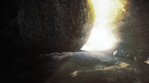 Easter Background - The Stone Is Rolling Away From Jesus' Tomb