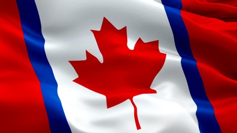 Canadian Duality flag Closeup 1080p Full HD 1920X1080 footage video waving in wind. National Quebec 3d Canadian Unity flag waving. Sign of Canadian Duality seamless loop animation. Canadian Unity flag