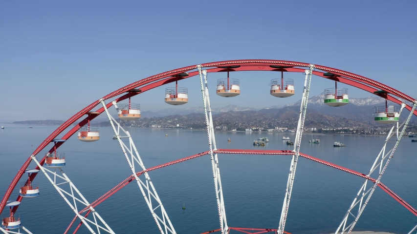 Ferris wheel in Batumi. Adjara, Georgia. Video 4k