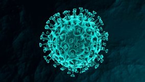 Coronavirus disease COVID-19 outbreak. Microscopic view of a infectious virus Sars-CoV-2. 3D animation - Powered by Shutterstock - Get 15% off with code: PIKWIZARD15