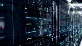 Servers Close Up. Camera Moving In Data Center Along The Racks With Server Equipment. Modern Datacenter. Cloud Computing. 4K, Loop.
 - Powered by Shutterstock - Get 15% off with code: PIKWIZARD15