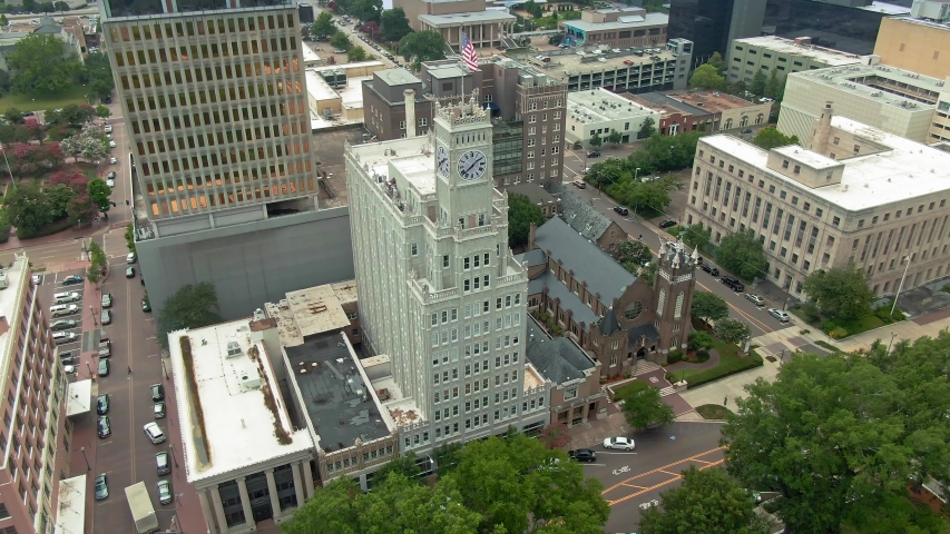 Aerial: downtown Jackson, Mississippi, USA 