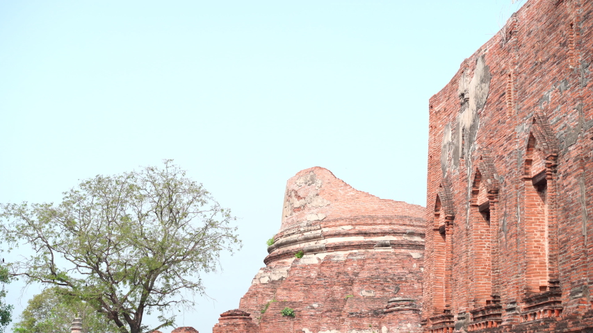 Freedom female travel at Ayutthaya Historical Park, Ayutthaya Province, Thailand.