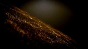 Abstract premium gold Dust Particles wave shining black background 3d rendering