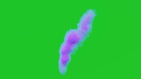 Purple or Violet smoke effect on green screen background, isolated motion graphic chroma key, party smoke, natural effect 3d animation.