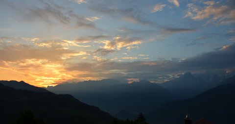 Timelapse: sunrise in the swiss alps / mountains
