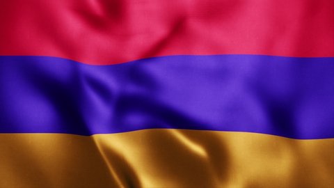 Loop animation of Photo Realistic fabric waving flag of Armenia Ultra HD 4K Armenia National Flag