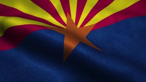 Arizona flag waving in the wind.  Sign of Arizona seamless loop animation. 4K