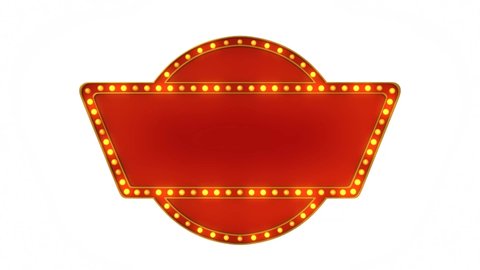 Red sign retro light board animation. 3d rendering