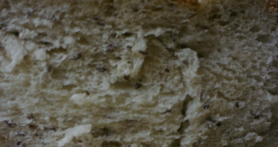 MACRO Dolly in breaking fresh baked bread. 60 FPS SLOW MOTION | Shutterstock HD Video #1047870664