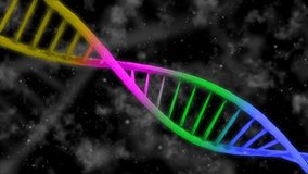 Colorful DNA double helix rotation. Multi purpose video background. 4K UltraHD motion graphic animation.