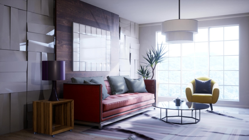 Interior of the living room. 3D illustration | Shutterstock HD Video #1047874762
