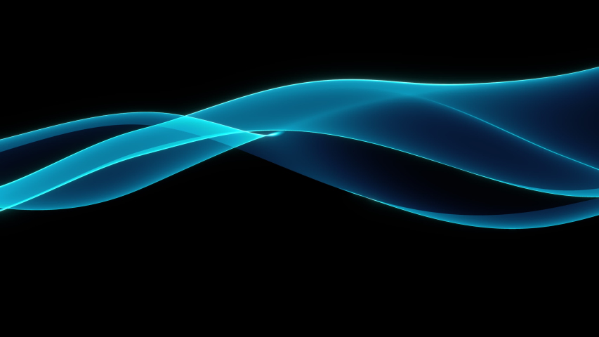 Looped animation. Abstract colorful wavy background in dark blue on black backdrop. Modern colorful wallpaper. 3d rendering.