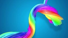 abstract background with rainbow color stripes that moving in a spiral and shiny on blue background in 4k. 3d seamless looped animation. Use luma matte as alpha chanel to cut out rainbow structure.