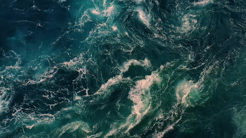Waves of water of the river and the sea meet each other during high tide and low tide. Whirlpools of the maelstrom of Saltstraumen, Nordland, Norway | Shutterstock HD Video #1047882031
