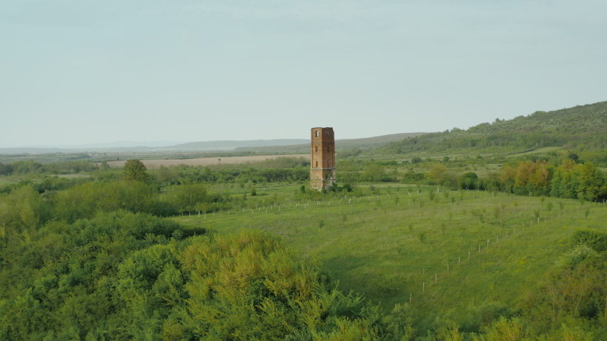 The ruins of the monastic complex from the 20th century near Beiuș, Bihor – Romania. The bell tower of a Romanesque Church from the 20th century near Beiuș, Bihor - Romania.