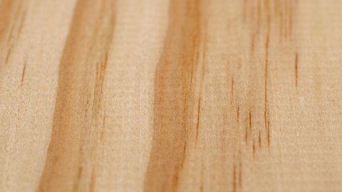 Wooden board close up tracking. Wood texture. Slider shot. Low angle, macro. 4K