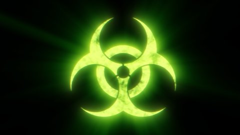 Green shining biohazard symbol with animated textures and glows that contains alpha channel