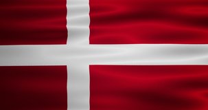 Animated waving national Denmark flag. Animation, motion graphics. Useful for social media, videos, websites, interfaces. Happy National Day.