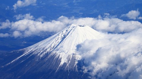 Fuji mount, bird eyes view on the airplane.