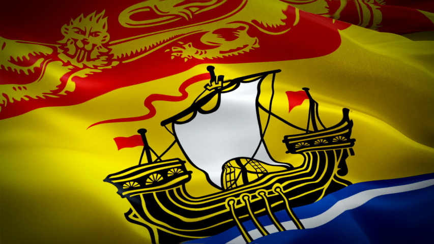 New Brunswick flag waving. National 3d Provinces flag waving. Canada New Brunswick seamless loop animation. Canadian Province flag HD resolution Background. ‎Moncton New Brunswick flag closeup 1080p  Royalty-Free Stock Footage #1047938434