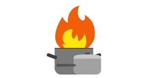 Burning pan symbol Emoji, icon animation on white background