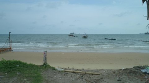 Established Aerial View of Temporary Oil Rigs at Banua Parta Beach Balikpapan