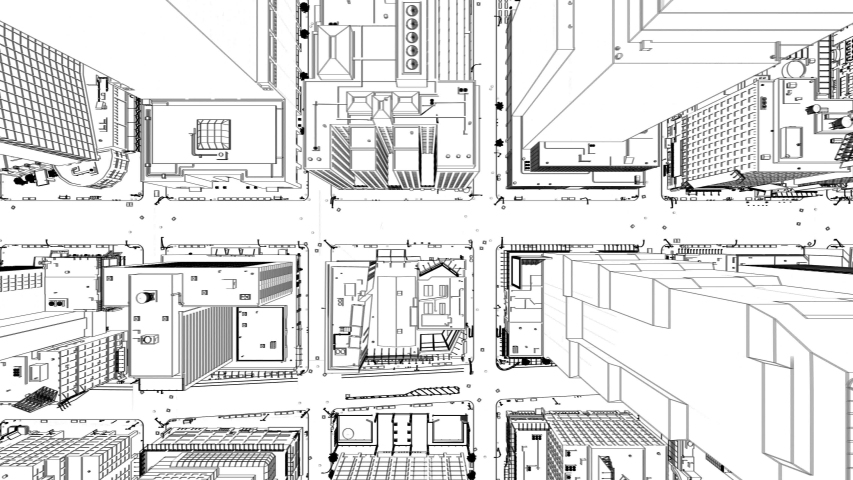 outline drawing city top view flight Stock Footage Video (100% Royalty ...