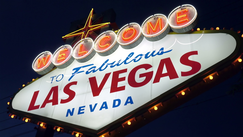 Welcome to fabulous Las Vegas Sign at night in 4k | Shutterstock HD Video #1047961201