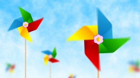 Rainbow Spinning Pinwheels On Sky Motion Stock Footage Video (100% ...