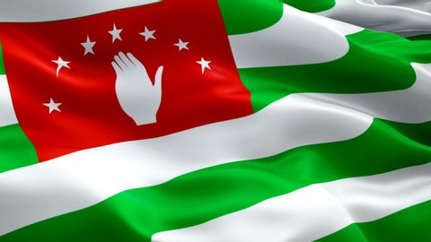Abkhazia waving flag. National 3d Abkhazian flag waving. Sign of Abkhazia seamless loop animation. Abkhazian flag HD resolution Background. Abkhazia flag Closeup 1080p Full HD video for presentation
