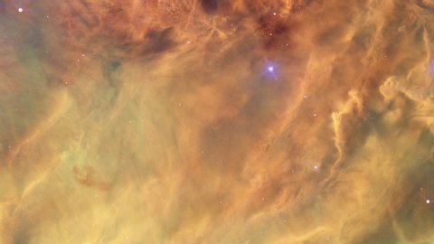 Heart of Lagoon Nebula, rotating, zoom out. Contains public domain image from NASA