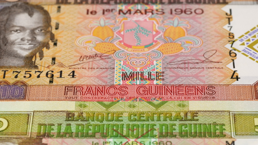 Guinea Franc Banknotes Fast Tracking Guinean Stock Footage Video 100   8 