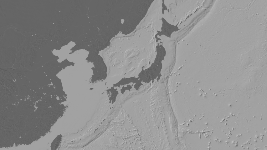 Tokyo, metropolis with its capital, zoomed and extruded on the bilevel map of Japan in the conformal Stereographic projection