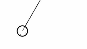 Animation of Black and White Swinging Pendulum with Clock. Isolated Single Object. Hypnosis Tool. Hasty Rhythm of Day and Night. Loop Seamless Stock Footage.