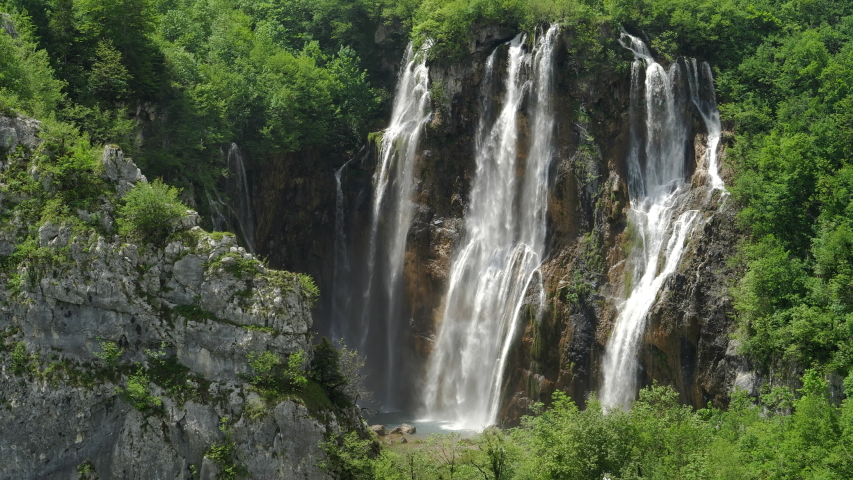 Top of the large veliki slap waterfall at plitvice lakes national park in croatia | Shutterstock HD Video #1048020073