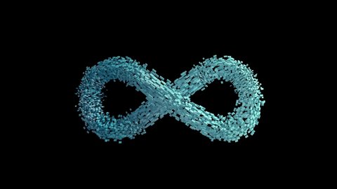 Absolute infinity sign on a dark background. 3D Intro rendering.